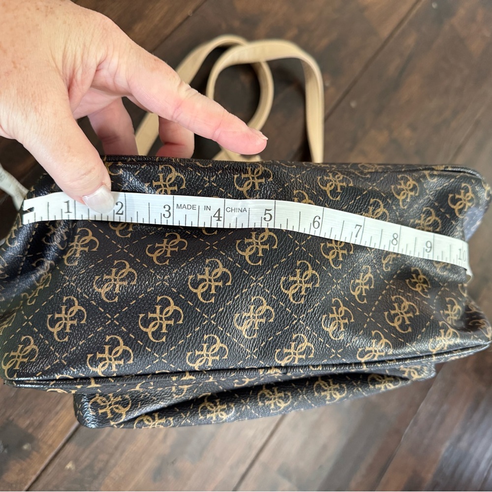 GUESS Monogram Leather Backpack in Brown and Tan - Picture 2 of 16